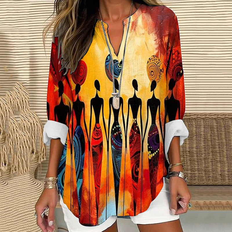 Comstylish Women's Juneteenth African Woman Art Print Print Blouse