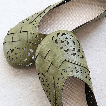 LB | Oddychające skórzane mieszkania w stylu vintage